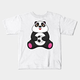 Panda as Soccer player with Soccer ball Kids T-Shirt